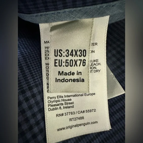 NWT;Penguin TECH KNIT CHINO PANT Blue Checkered 💥
